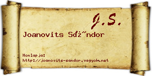 Joanovits Sándor névjegykártya